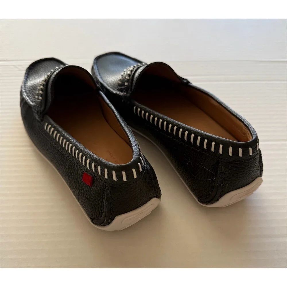 Marc Joseph New York Men's Penny Loafers Black Contrast Stitch Slip-On